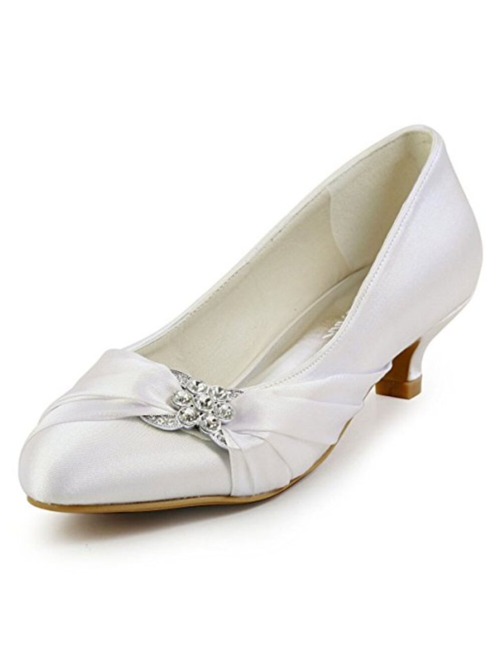 Kitten Heel Wedding Shoes for Bride Comfortable Closed Toe Bridal Pumps